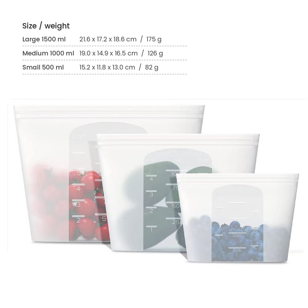 Reusable Stand-Up Silicone Food Storage Bags